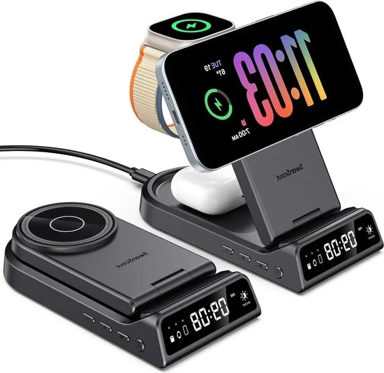 Oplader 4 in 1 Mag-Safe - Stazione di Ricarica iPhone - Ricarica Portatile Opaca - Per Stazione di Ricarica Apple Watch