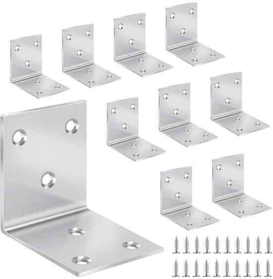 Angoli di rinforzo - Acciaio inossidabile - Set da 10 - 50x50x50 mm