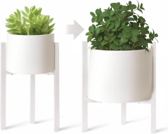 Regolabaricatore di piante - vassoio per fiori per interni ed esterni - 1 pezzo - bianco - metallo - 33 cm alto