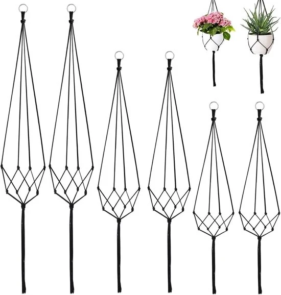 Sostegni per piante appesi - contenitore decorativo - 6 pezzi - nero