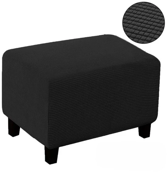 Hoes universale poef, superzuccosa, lavabile, con fondo elastico, antiscivolo, con tessuto jacquard, misura XL: Lunghezza 110-150 cm Larghezza 65-85 cm Altezza 40-60 cm - nero