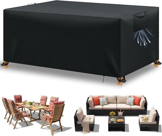 Copertura impermeabile per tavolo da giardino e mobili - 1 pezzo - nero - 420D stoffa Oxford - 270 x 180 x 90 cm