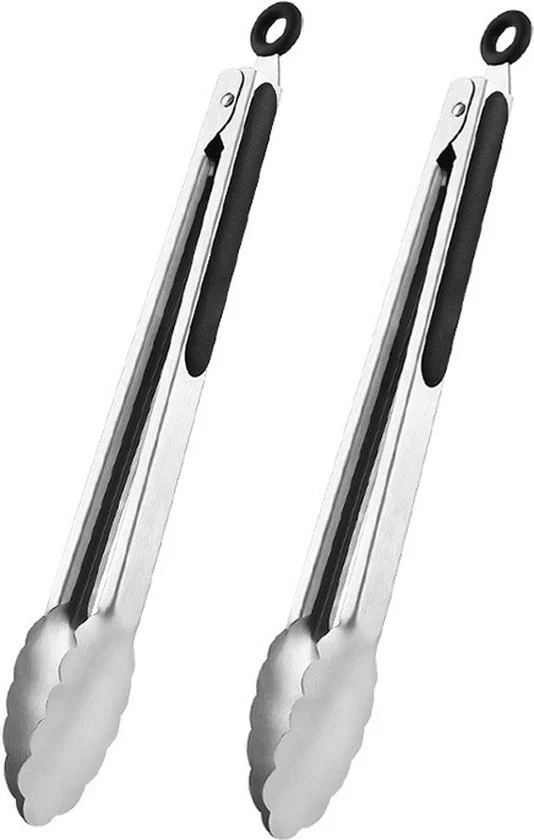 Set di griglia per cucina in acciaio inox - 2 pezzi - 16 pollici - griglia per cibo - griglia per griglia - manico antiscivolo - chiusura gancio - resistente a temperature elevate - 44 x 3,8 cm - nero - 20,5*2,8 cm