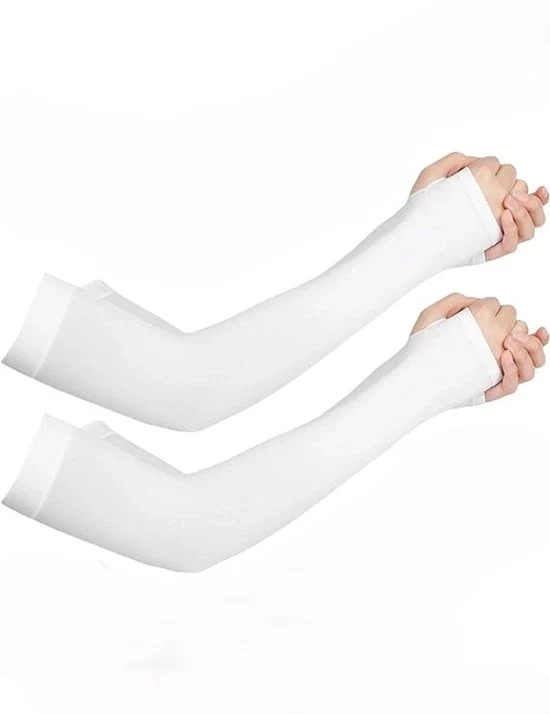 Due paia di guanti protettivi per la pelle compressi - copertura per tatuaggi - protezione solare per uomini e donne - guanti sportivi - Bianchi