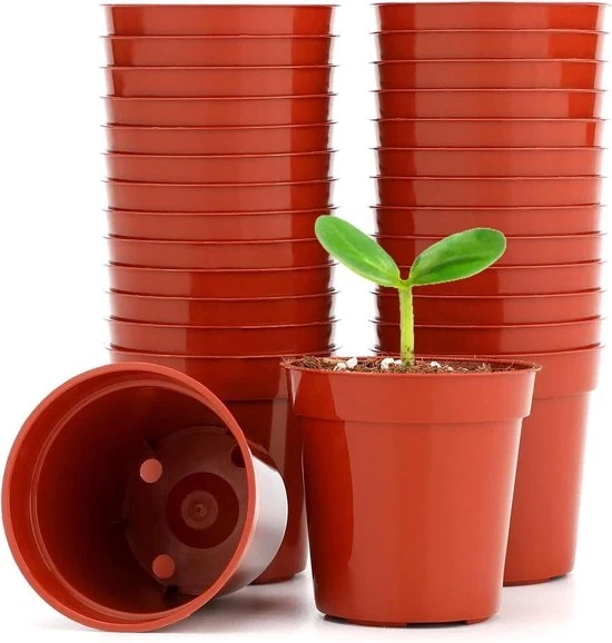 Mini vasi in plastica per piante - contenitori per semine - 50 pezzi - colore terracotta
