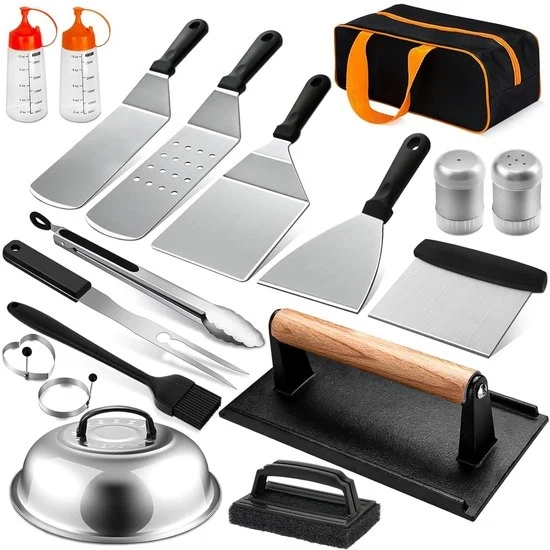 Set di accessori barbecue - Accessori griglia - 5 pezzi - Acciaio inossidabile
