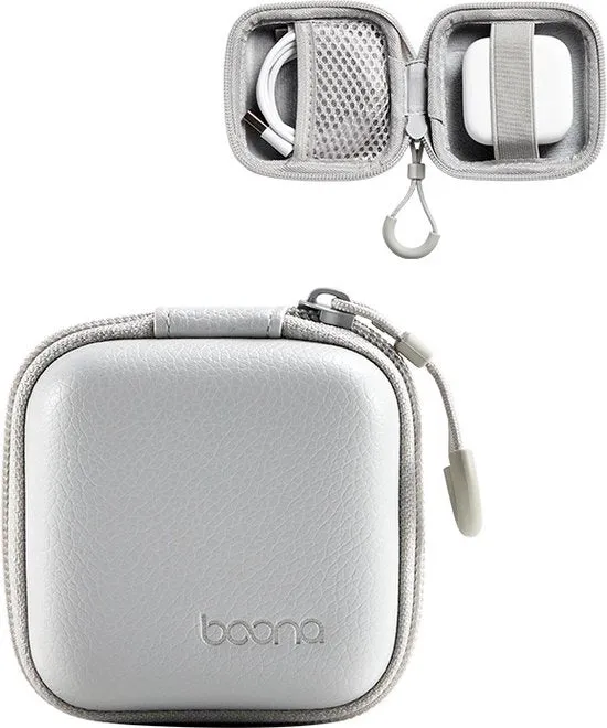 Organizzatore di viaggio mini, contenitore per accessori elettronici, può contenere cavi USB, schede SD, caricabatterie per smartphone, rattini, ecc. (8x8x4cm) - Grigio-Quadrato S