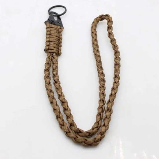 Due lanyard paraplu in set, corda per paraplu, cintura per cellulare, chiave, corda 7-adera per paraplu, adatta per campeggio all'aperto in emergenza - marrone