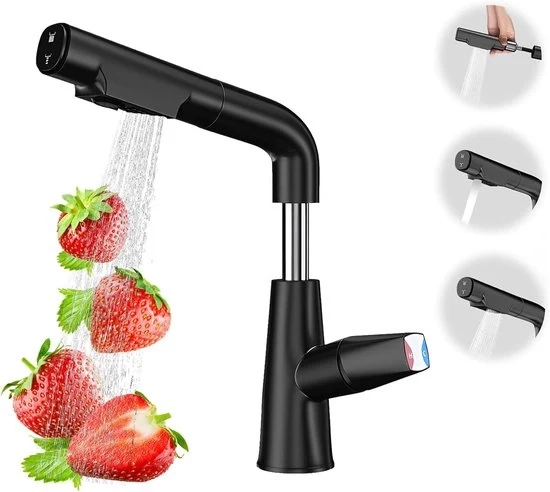 Acquasantiera cucina - 360° girevole - nero - alta pressione