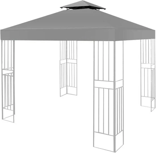 Partytent Vervangend Dak Grijs 3-x-3m Waterdicht Winterbestendig Strombestendig 160-g/m²-Tuinpaviljoen Vouwpaviljoen Reservehoes