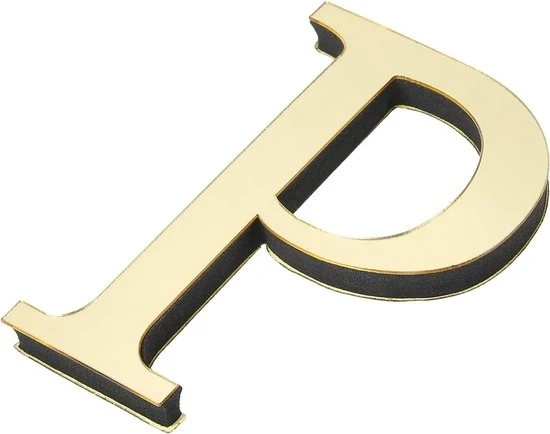 Alfabetto 3D Acrilico Specchio Adesivo per Parete, Decorazione di Casa Self-Adesiva, Lettera di Arte Sticker Decal per Decorazione di Casa DIY, Luce Giallo - P
