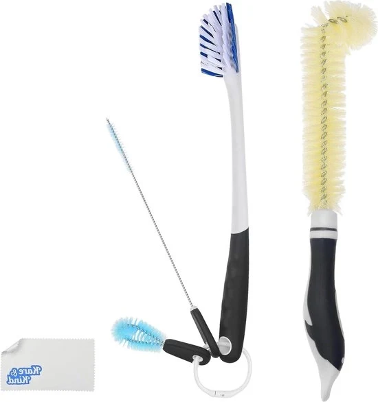 Set di spazzole multifunzionali per bicchieri e tazze - set da 4 spazzole per coperchi, canne, punte, caraffe da vino, bicchieri, teiere e caffettiere, contenitori d'acqua e altro.