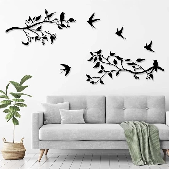 Decorazione da parete in metallo - set da 4 - nero - acciaio