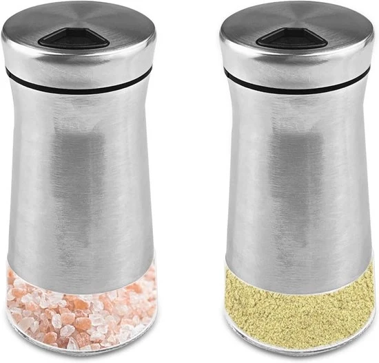 Set di contenitori in vetro trasparente da 120 ml con coperchio rotante, set da 2, per spezie, sale, BBQ - cucina e barbecue.