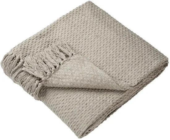 Plaid naturale con piumini - Tessuto riciclato in modo sostenibile - Dimensioni extra grandi 200 x 200 cm