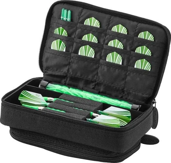 Casella per Dardi Plazma Plus 3 - Dardi con Punta in Metallo e Pelle - Borsa Grande per Dispositivi Mobili - Contenitore di Ricarica - Tasche per Assi di Lancio di Dardi - Articoli Personali