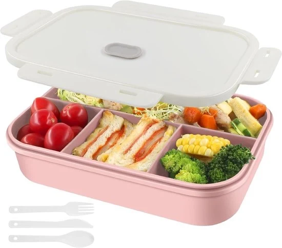 Lunchbox con 4 contenitori - contenitore per pane impermeabile - privo di BPA - 1400 ml
