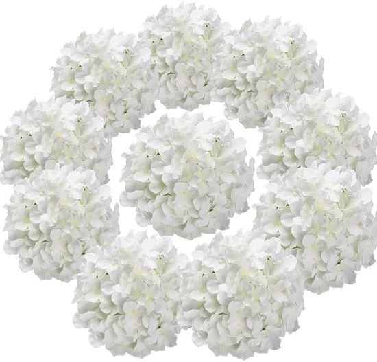 Fiori di seta di ortensia - fiori artificiali per decorazione - 10 pezzi - bianchi