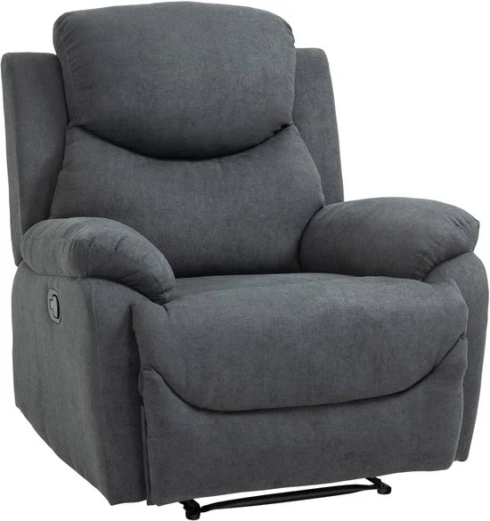 Sedia Reclinabile - Pieghevole - Tessuto in Lino - Grigio Scuro - 150 °