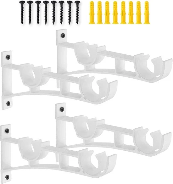 Raccordi per tende con maniglia doppia - versatile - 4 pezzi - bianco