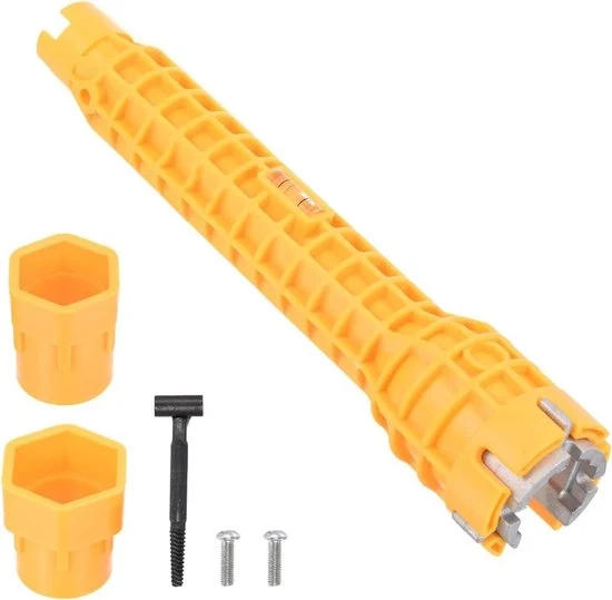 Multi Strumento 8 In 1 - Wrench per Vasca - Strumento per Fissi e Serrature - Premium Chiave per Wc - Doppia Testa - Giri Fissi e Mobili - Per toilet, vasca, bagno, tubi da cucina - 25 x 5 x 5 cm