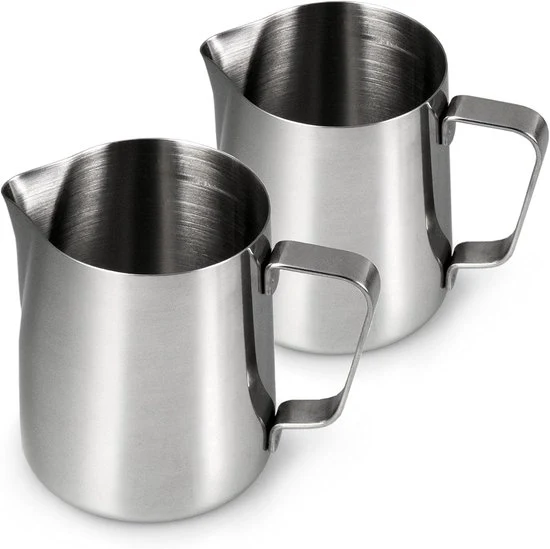 Set di cannucce in acciaio inossidabile - per caffè e latte art - set da 2 - finitura alta luce argento - 350ml
