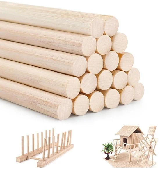 Stecchi in legno per artigianato - 20 pezzi - Ø 8 mm - 30 cm