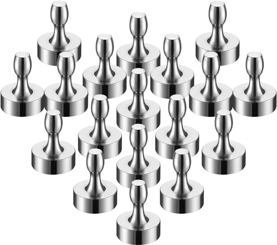 Magnetodi Neodymium a Spinta - Forti Magnetici a Sfera per Cucina e Ufficio - 18 Pezzi - Argento