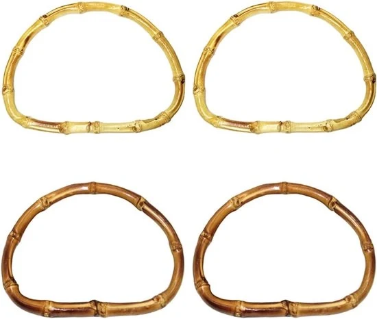Manici per utensili a forma di D in bambù - Accessori portatili manuale - 4 pezzi - Materiale principale bambù