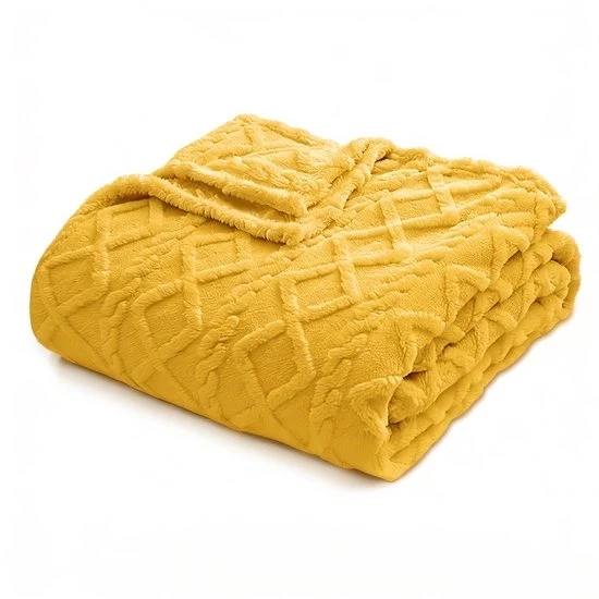 Decenne hivvriendele coperta - Piena di sofficezza, comodità e calore per il divano - Coperta calda e comoda in lana - Coperta a rilievo a quadri con pelliccia in velluto - Misura 100x150 cm - Adatta per divani, letti e poltrone