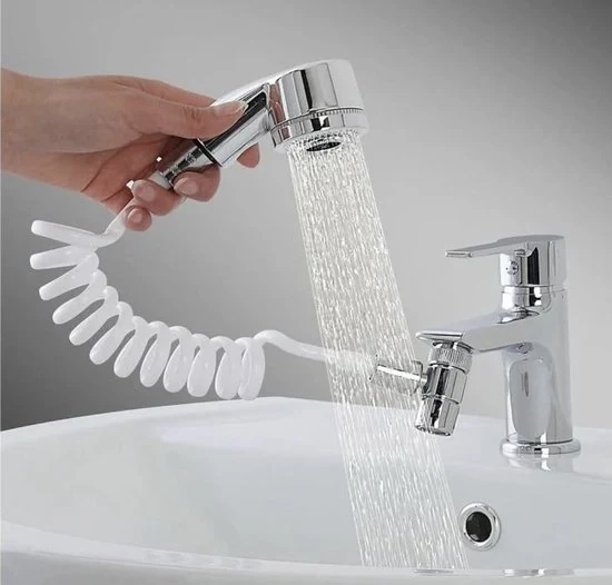 Handdouche universale per lavandino, douchettore per doccia, aspiratore per cucina, facile da installare, fissaggio con colla biologica, pratico e compatto