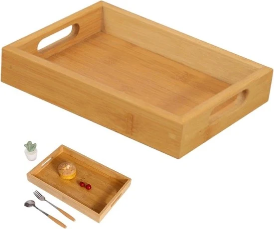 Dish da Riso in Bamboo con Maniglie - Multifunzionale - 1 pezzo - Grande - 30 x 20 x 4 cm