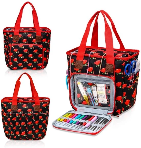 Borsa per maglia e accessori da cucito - Borsa portatile per accessori da cucito e maglia - Grande capacità