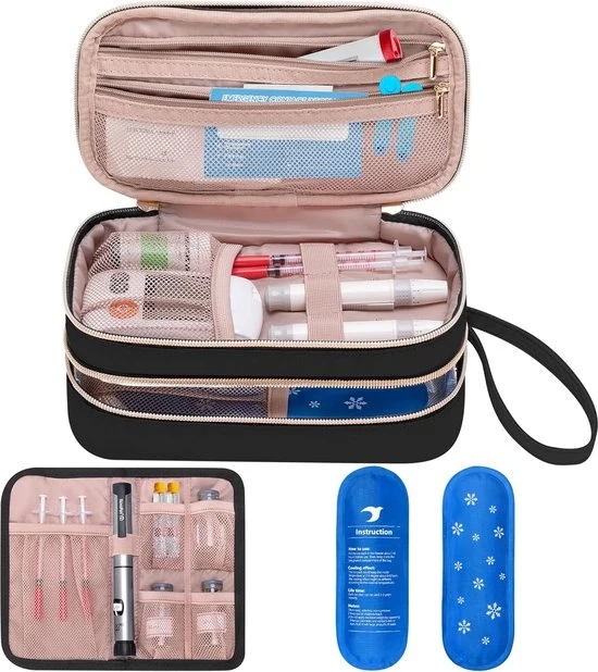 Carrello di isolamento per medicinali per diabetici - Portatile - 1 pezzo - Nero - Isolato