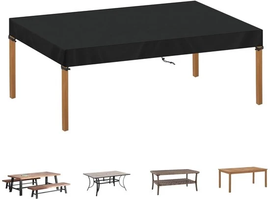 Tavolo per giardino - impermeabile, resistente al vento - 1 pezzo - nero - tessuto Oxford - 200 x 100 x 15 cm