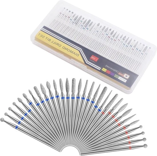 Set di 30 punzoni - diamantboor in wolframocarbide - manicure e pedicure