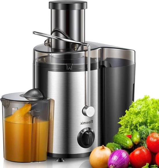 Centrifuga per verdure e frutta - Acciaio inossidabile - 500 W - 2 velocità - 65 mm apertura di caricamento - facile da pulire - inclusa spazzola di pulizia centrifuga per frutta