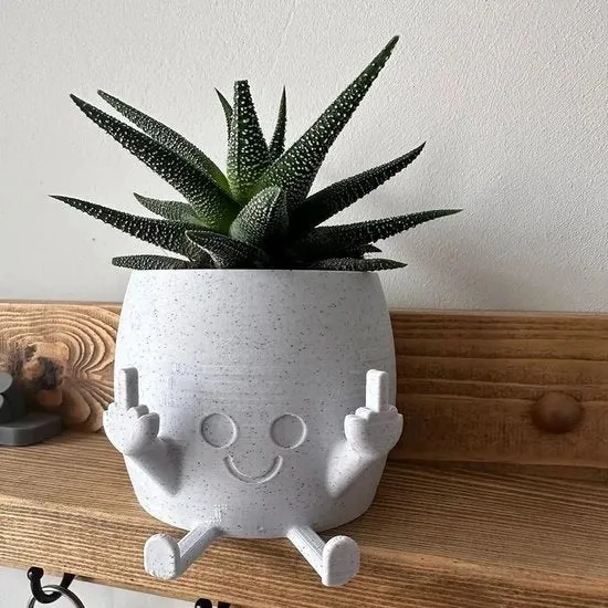 Vaso per piante con dita in alto - Vaso per interno/esterno - Materiale in cera - Decorazione per appassionati di piante - Effetto marmo - Design unico