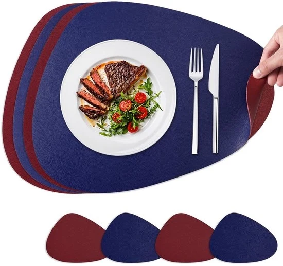 Placemats a doppia faccia - termoresistente - set da 4 - pelle sintetica
