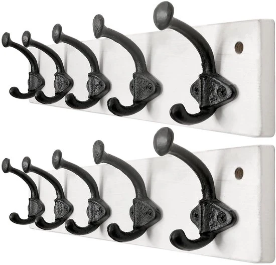 Haken per capo per abbigliamento in ghisa - 5 pezzi - bianco