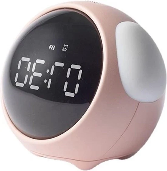 Nachtlampada per bambini con rilevamento temperatura e funzione di addormentamento, con illuminazione digitale e voce guidata, USB caricabile, per bambini, colore rosa.