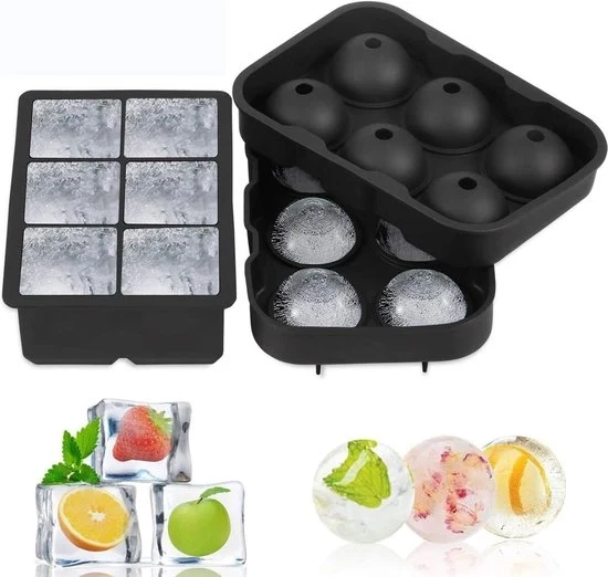 Silicone per congelare in forma di cubetto da 2 pezzi - 45 mm forma di cubetto - 6 posizioni supporto per cubetti di ghiaccio per cocktail whisky - sap per cioccolato - caramello