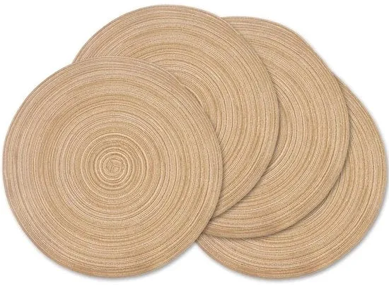 Placemats rotondi - 6 pacchi - 38 cm placemats in cotone - lavabili placemats - placemats resistenti al calore - servizio da tavola antiscivolo - adatto per cucina tavola da pranzo famiglia ristorante - giallorosso - 38cm