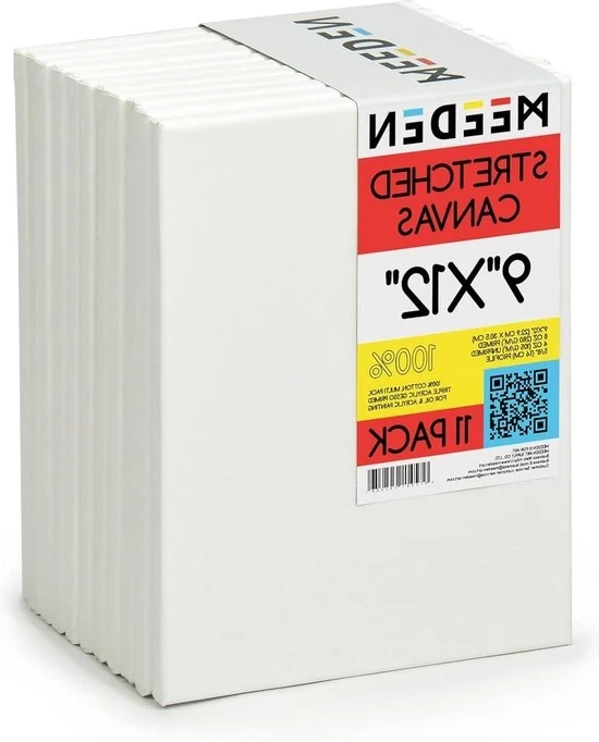 Tela stesa classica 23x30 cm, pacchetto di 11 - Bianco primato - 100% cotone - materiali per artisti - pittura - sculture in resina - dipinti ad olio - teloni vuoti - tela per artisti grande