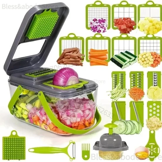 Chopper per Verdure - Multifunzionale - Maniglia - Dicer Integrato - Strumento per la Cucina