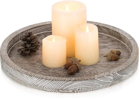 Tavolo di lavoro in legno rotondo - Decorazione da tavolo decorativa - 30 cm