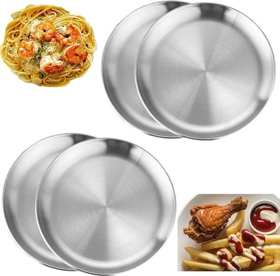 Piatti in acciaio inossidabile a forma rotonda - 4 pezzi - 20 cm