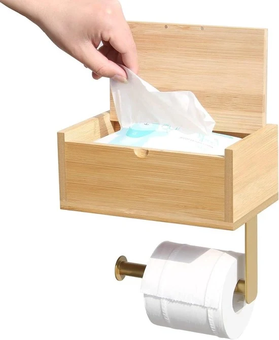 Sostituto di Carta igienica con Pannello e Deposito - Montaggio a Parete - Grande Capacità - Sostituto di Carta igienica in Bambù con Pannello