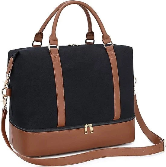 Borsa Week-End Donna - Tela Sportiva - Nero - Large