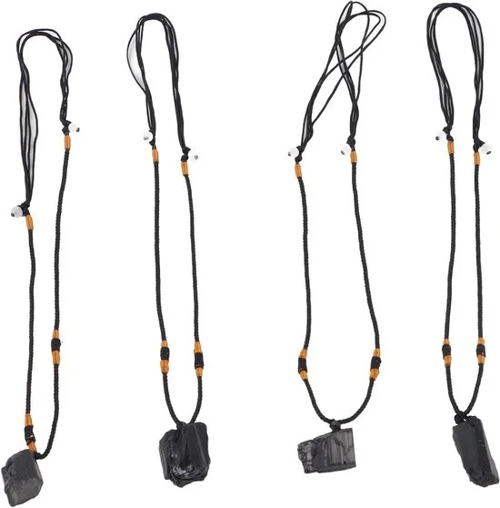 Set di catenelle per collana da 4 pezzi con pietra nera di tourmaline - pietra curativa per protezione, collana di pietra di fortuna con regolazione per collana contro energia negativa